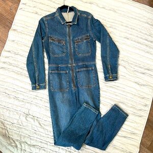 Free People Lennox denim jumpsuit